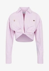Off-white Co Twist Cropped Cargo Shirt In Pink