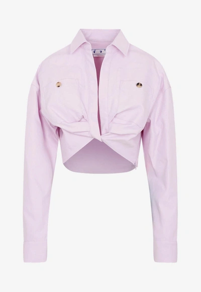 OFF-WHITE CO TWIST CROPPED CARGO SHIRT,OWGA118F22FAB003-3600 LILAC NO COLOR
