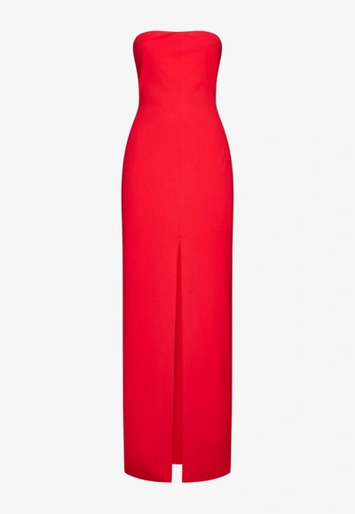 Solace London Bysha Strapless Stretch-crepe Maxi Dress In Red