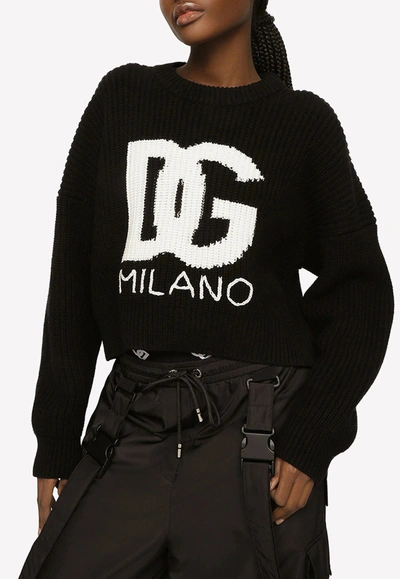 DOLCE & GABBANA DG LOGO KNITTED SWEATER IN VIRGIN WOOL,FX334Z JBVX5 S9000