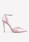 Gianvito Rossi Crystal Sabin 105 Pointed Plexi Pumps In Pink