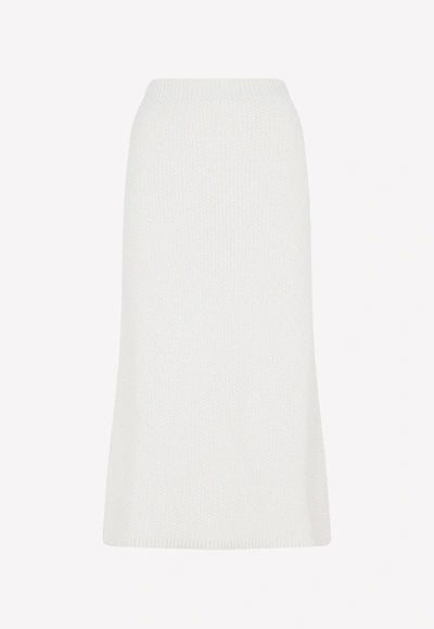 Chloé Crochet Midi Skirt In Cashmere In White Powder