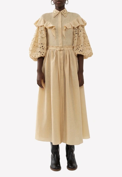 Chloé Balloon-sleeve Dress In Brown