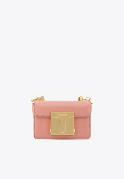 Tom Ford Baguette Chain Shoulder Bag In Grained Leather In Pink