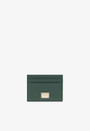 Dolce & Gabbana Calfskin Cardholder With Dg Logo In Green