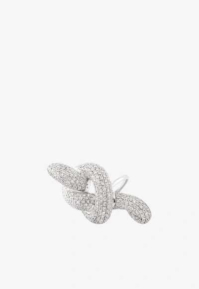 Djihan 18-karat White Gold Diamond Serpent Ring In Silver