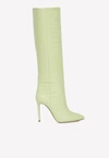 Paris Texas Croc-effect Leather Knee-high Boots In Yellow