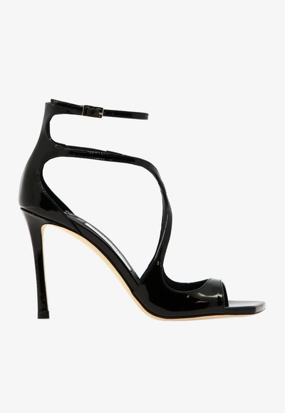 JIMMY CHOO AZIA 95 PATENT LEATHER SANDALS,AZIA 95 PAT BLACK