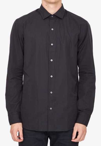 Salvatore Piccolo Button-up Long-sleeved Shirt In Black