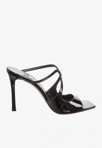 JIMMY CHOO ANISE 95 SANDALS IN PATENT LEATHER,ANISE 95 PAT BLACK