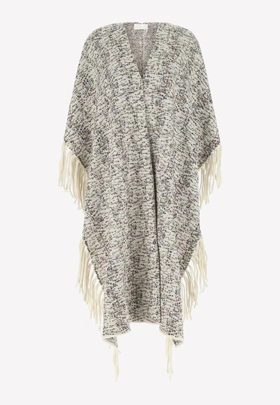 Chloé Cape Tassel Coat In Cashmere And Wool In Multicolor