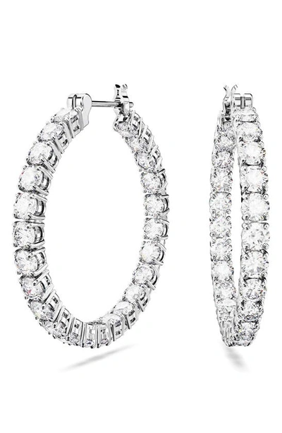 Swarovski Matrix Crystal Inside Out Hoop Earrings In Silver