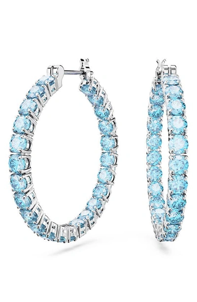 Swarovski Matrix Blue Hoop Earrings