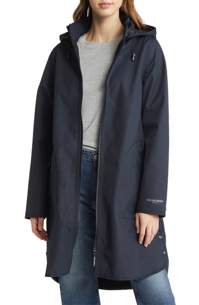 Ilse Jacobsen Hooded Water Resistant Rain Jacket In Dark Indigo