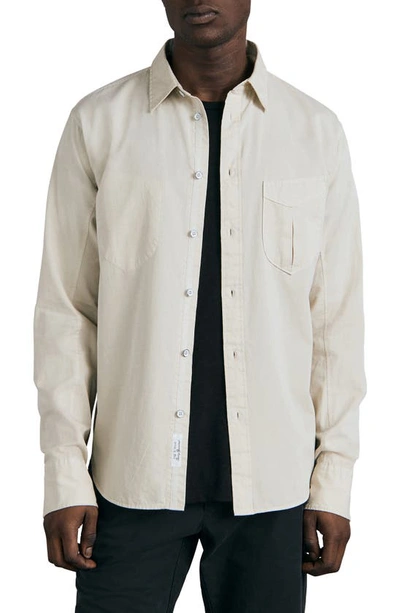 Rag & Bone Arrow Garment Dyed Cotton Blend Button-up Shirt In Midgrey