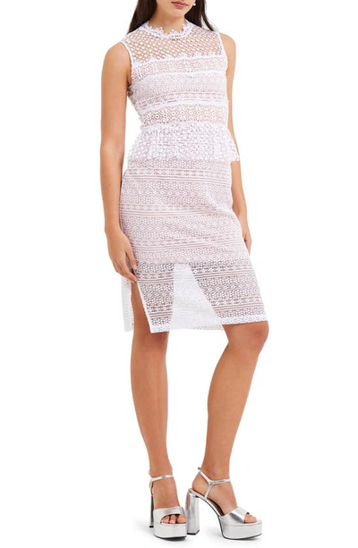 French Connection Ramona Lace Jersey Body-con Dress In Linen White