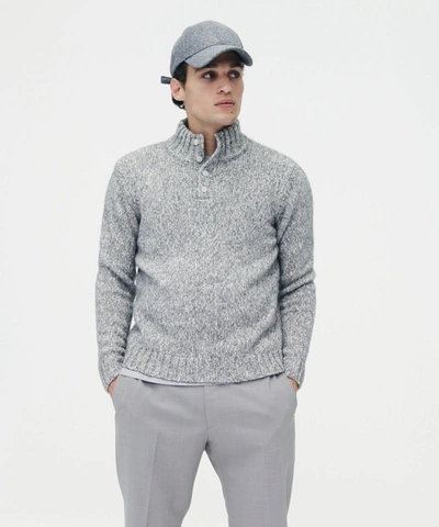 Naadam Luxe Marled Button Pullover Sweater In Gray Marl