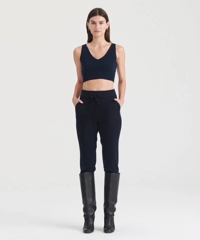 Naadam Merino Cashmere Jogger With Rib Side Panel In Dark Navy