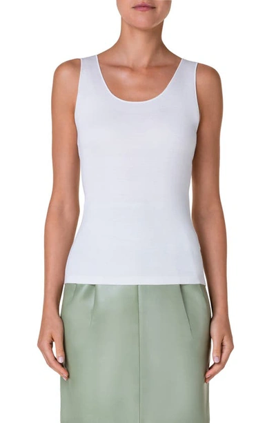 Akris Stretch Silk Tank Top In Ecru