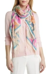 Nordstrom Tissue Print Wool & Cashmere Wrap Scarf In Pink Hilma Floral