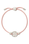 Tory Burch Miller Logo Slider Bracelet In Pink/silver