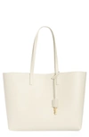 Saint Laurent Shopping Leather Tote In Crema Soft