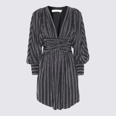 Iro Mettalic-ribbed Long-sleeves Dress In Black