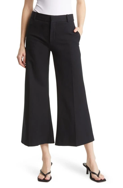 Frame Le Crop Palazzo Wide Leg Trousers In Black