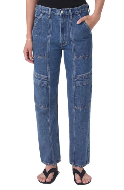 Agolde Cooper Straight Cargo Jeans In Blue