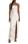 Lulus Redefine Regal Pale Pink Floral Jacquard Strapless Maxi Dress In Pale Pink Floral Jacquard