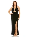 MAC DUGGAL HALTER TIE KEYHOLE DETAIL GOWN WITH SLIT