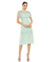 Mac Duggal Embroidered Ruffle Mesh Cocktail Dress In Mint