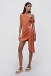 Simkhai Mae Draped Mini Skirt In Coral