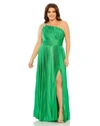 Mac Duggal Pleated One Shoulder Chiffon Gown In Spring Green