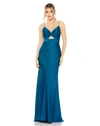 Mac Duggal Tie Front Dress With Keyhole Detail In Ocean