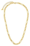 Sterling Forever 14k Plated Tegan Textured Long Link Necklace In Gold