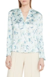 VINCE FLORAL CRUSHED SATIN BLOUSE