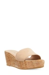 Stuart Weitzman Summer Suede Wedge Sandals In Adobe