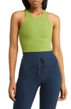 Beyond Yoga Focus Crop Racerback Performance Tank In Fern Green Heather