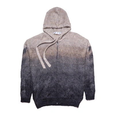 Off-white Arrows-logo Brushed-knit Zip-up Hoodie Grey In S