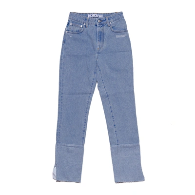 Off-white Two Tones Straight-leg Jeans Blue In 26