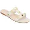 Journee Collection Kendall Studded Tru Comfort Slide Sandal In Beige