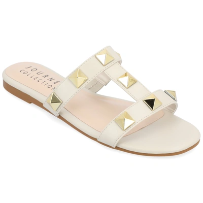 Journee Collection Kendall Studded Tru Comfort Slide Sandal In Beige