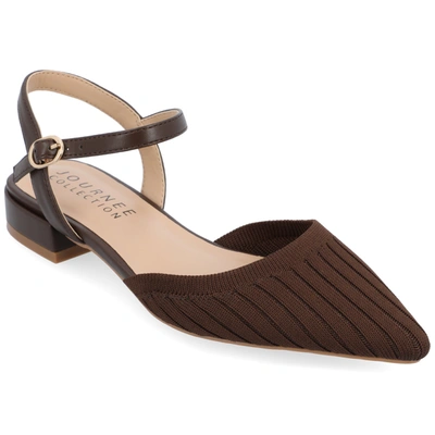 Journee Collection Ansley Ankle Strap Flat In Brown