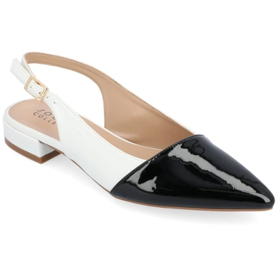 Journee Collection Women's Bertie Two Tone Slingback Flats In White