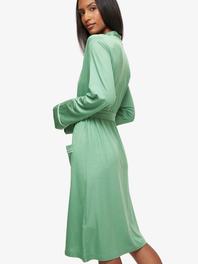 Derek Rose Women's Dressing Gown Lara Micro Modal Stretch Sage Green