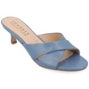 Journee Collection Berkly Snake-embossed Slide Sandal In Blue