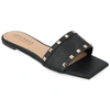 Journee Collection Treena Studded Flat Slide Sandal In Black