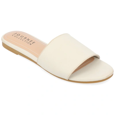 Journee Collection Women's Kolinna Wide Width Slip On Flat Sandals In Beige