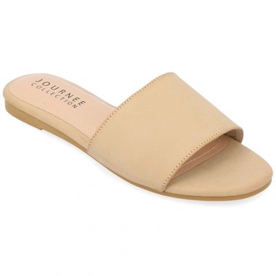 Journee Collection Women's Kolinna Wide Width Slip On Flat Sandals In Brown